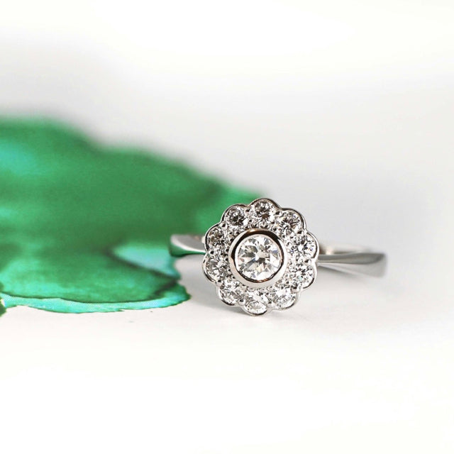 Platinum and diamond vintage engagement ring 