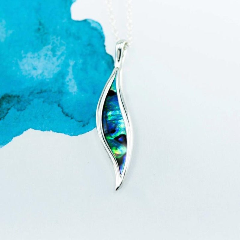 South Island Sterling Silver pendant with natural NZ Paua shell inlay - Canterbury Jewellers Shop
