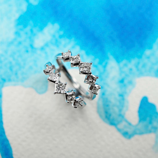 Princess diamond wedding band set made in NZ