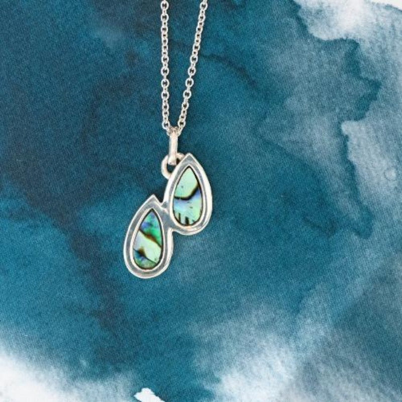Droplet Sterling Silver pendant with natural NZ Paua - Canterbury Jewellers Shop
