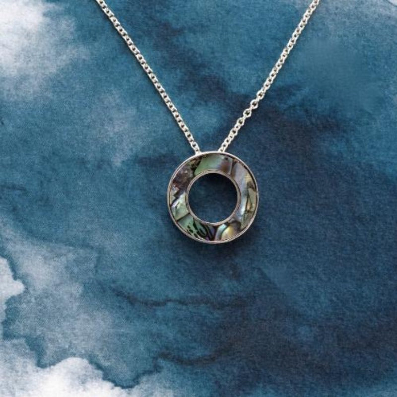 Life Sterling Silver pendant with natural NZ Paua shell inlay - Canterbury Jewellers Shop