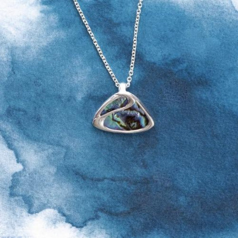 Mountain Sterling Silver pendant with natural NZ Paua shell inlay - Canterbury Jewellers Shop