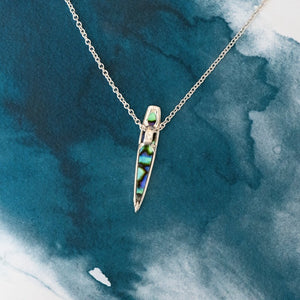 Surf Sterling Silver pendant with natural NZ Paua shell inlay - Canterbury Jewellers Shop