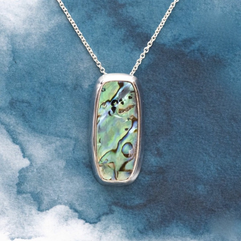 Table design Sterling Silver pendant with natural NZ Paua shell - Canterbury Jewellers Shop